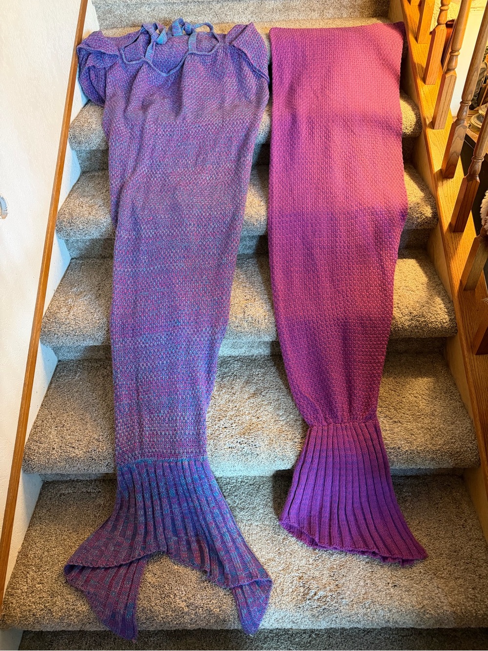 Cozy Purple Mermaid Tail Blankets - Soft Knit Sleeping Sacks